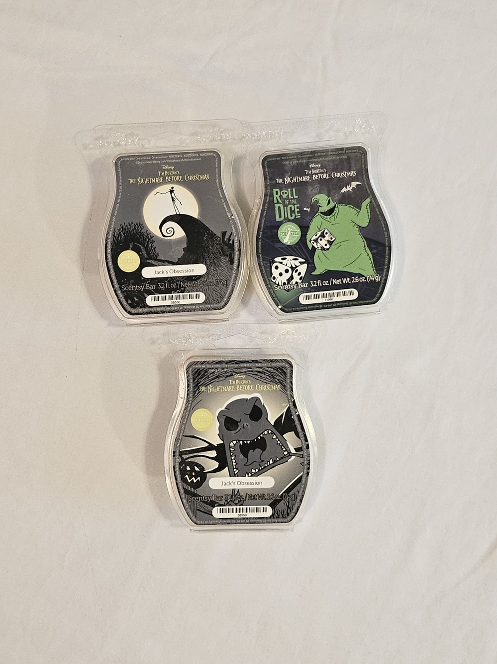 Scentsy Nightmare Before Christmas Wax Bars 3-Pack Jack's Obsession Oogie Boogie